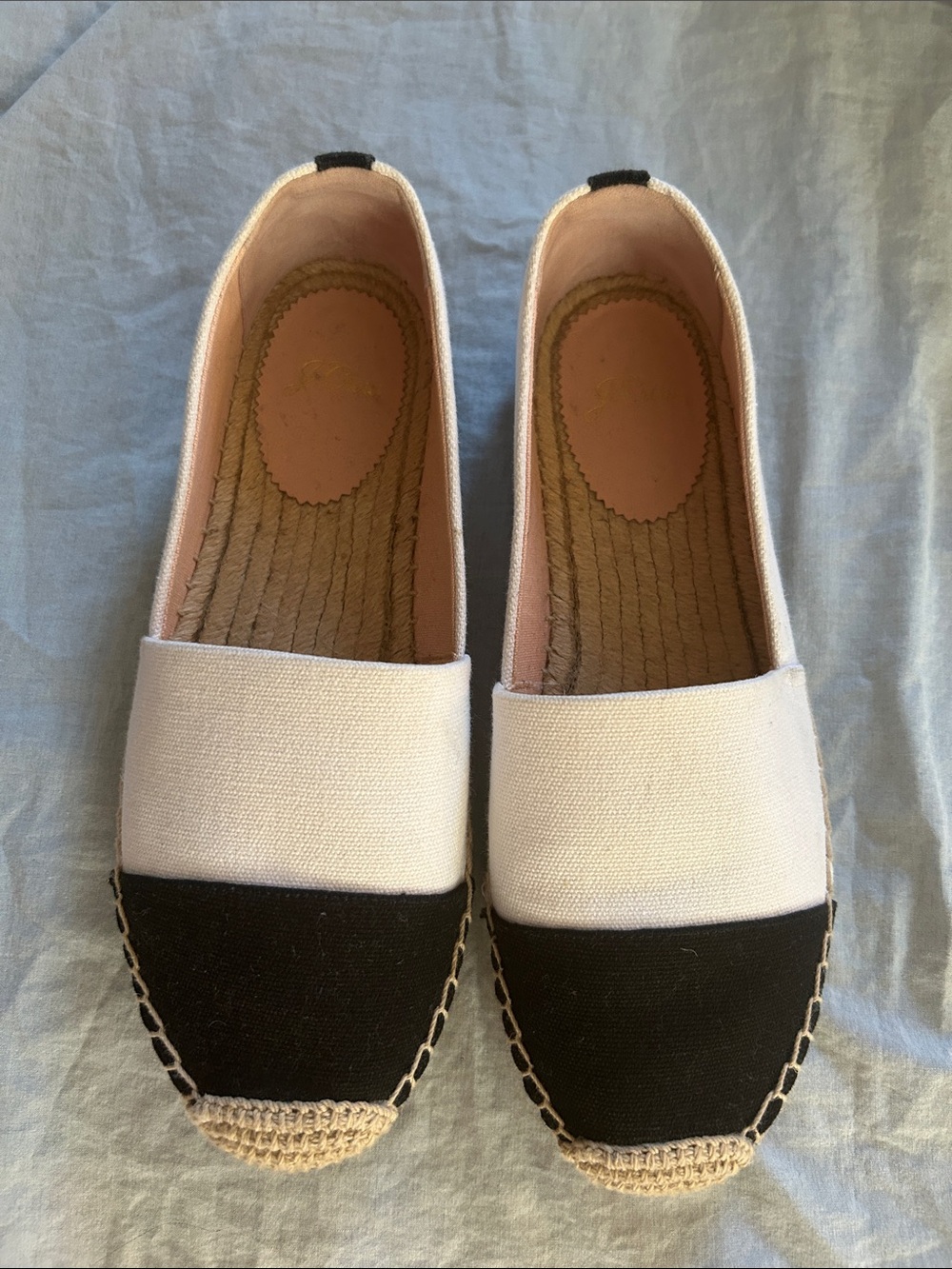J. Crew Two-Tone Canvas Espadrilles in White & Black